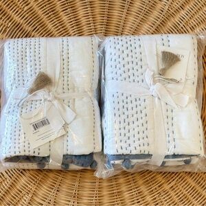 NEW Serena & Lily Ryebrook Euro Shams (Set of 2)-Dusty Blue/White